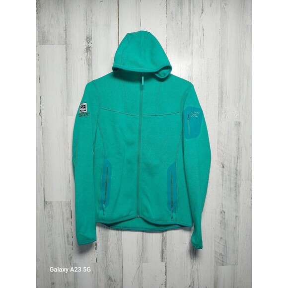 Arcteryx Women's Small Green Fleece Full Zip Sweater Embroidered Logo Hooded - Picture 1 of 9